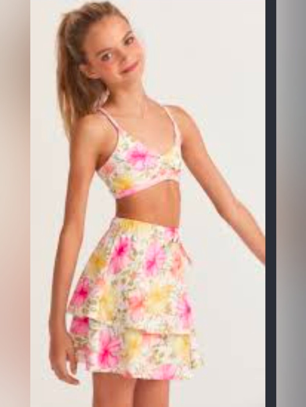 LoveShackFancy x Hurley Lmtd Ed. Tiered Ruffle HawaiianFlower Skirt-Girls Large